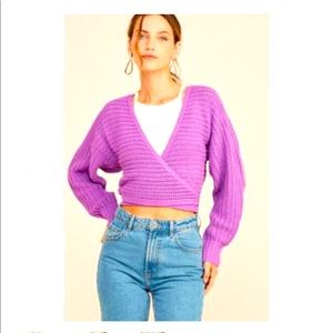 Lush Orchid Cable Knit Wrap Back Tie Sweater size M never worn NWT